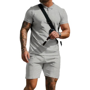 Ensemble Polo et Short Homme à Manches Courtes – Tenue Formelle Sportive d'Été Coupe Ample Couleur Unie Tricoté 100% Coton - Product Image 1