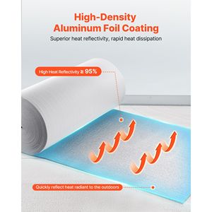 Rotolo di Isolamento Riflettente con Nucleo in Schiuma EPE Spessa 10mm, Barriera Radiante in Alluminio con Pellicola PE Bianca 48 X 250 Piedi - Product Image 3