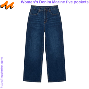 Pantalon en jean palazzo marin pour femme, taille haute, coupe ample, décontracté, pour soirée, en coton, polyester et élasthanne, 9,47 oz, toutes saisons - Product Image 2