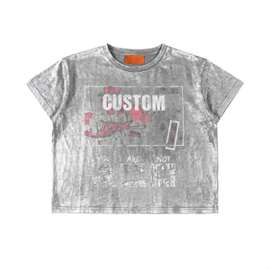 เสื้อยืดสตรีทแวร์ทรงบ็อกซี่สำหรับผู้ชาย ขายส่ง เสื้อยืดโอเวอร์ไซส์ ผ้าฝ้าย 100% เนื้อหนา ระบายอากาศได้ดี แขนสั้น ความยาวครอป - Product Image 2