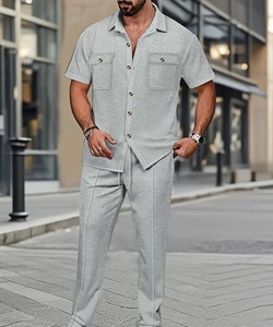 Ensemble d'été 2026 personnalisé pour homme : survêtement anti-statique en coton imprimé, t-shirt à manches courtes et short, prix de gros - Product Image 4