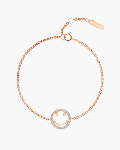 Designer Smiley Face <b>Friendship</b> <b>Bracelet</b> 10K 14K Solid Gold Dainty Round Natural Lab Grown Diamond Anniversary Gift <b>Bracelet</b> - Product Image 3