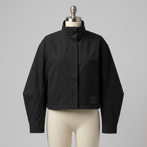 <b>Men</b> Black Lightweight Windbreaker <b>Jacket</b> High Collar Full Zip Minimal Outdoor <b>Utility</b> Sports <b>Jacket</b> - Product Image 1