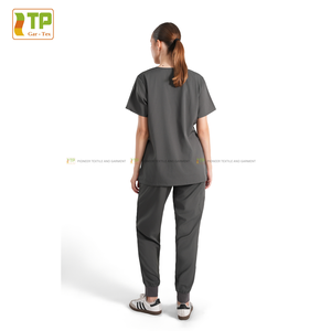 Prêt pour la livraison Scrubs médicaux pour femmes anti-rides Poly Spandex Jogger Design Uniformes hospitaliers fabriqués à partir du Vietnam - Product Image 5