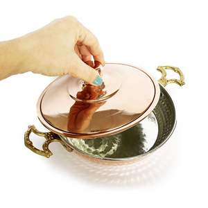 Poêle à frire Emirgan en cuivre martelé fait main, antiadhésive, avec couvercle, nid d'abeille, pour omelettes, 14-17-18-20-22,5 cm - Product Image 1