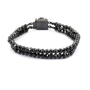 Pulsera de cuentas facetadas redondas de moissanita negra con cierre de diamantes, plata de ley 925, pulsera personalizada - Product Image 2