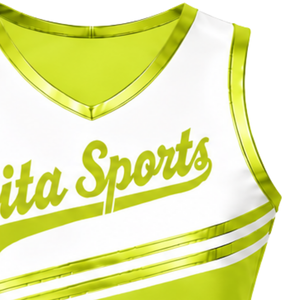 Camiseta Corta sin Mangas Verde Lima para Animadoras, Uniforme Deportivo Personalizado para Equipos, Ropa Deportiva de Alto Rendimiento, Ropa de Entrenamiento - Product Image 3