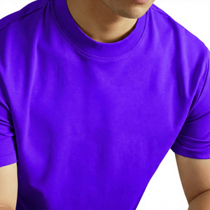 T-shirt en coton à manches courtes pour homme, coupe ajustée, col rond, couleur unie, respirant, jersey décontracté - Product Image 2