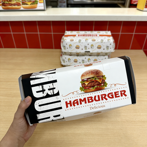 EcoRev Custom Biodegradable Eco-Friendly Rigid Food Grade Takeaway Cardboard Fast Food to Go Burger Packaging <b>Box</b> ECO22 UV Logo - Product Image 1
