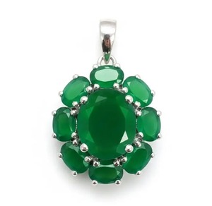 Rhaya Jewels – Breloques florales en onyx vert pierre naturelle pour femme, en argent sterling plaqué rhodium, design ethnique, serti en canal, cadeau idéal - Product Image 1