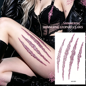Pegatina de tatuaje estética con estampado de <span class=keywords><strong>leopardo</strong></span> y guepardo, purpurina morada, calavera, araña, mariposa, estilo Y2K, calcomanía artística para cuerpo y rostro para <span class=keywords><strong>mujer</strong></span> - Product Image 4