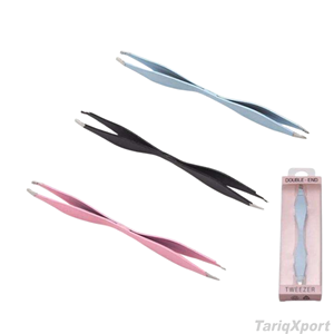 Pince à épiler à double extrémité à pointe fine, manche en plastique rose confortable, style moderne, pince à épiler double face - Product Image 4