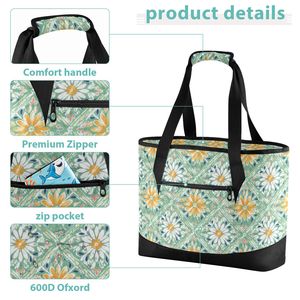 Sac isotherme floral pour le déjeuner, sac isotherme à fermeture éclair pour le stockage des aliments, pour les voyages et les pique-niques - Product Image 3