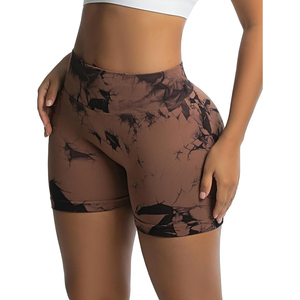 High Waist <b>Brown</b> <b>Tie</b> Dye Seamless Yoga Shorts Scrunch Butt Lifting Women Gym Fitness Workout Booty Shorts - Product Image 5