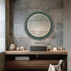 REHMAN <b>CRAFT</b> Handmade Contemporary Weathered Wood Round Wall <b>Mirror</b> - Product Image 4