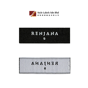 Étiquettes tissées personnalisées en damassé de qualité supérieure, abordables, avec découpe à la chaleur et bordure laser, lavables pour vêtements avec logo de marque - Product Image 1