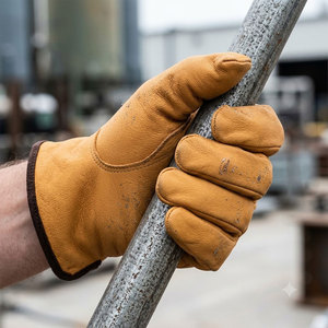 Goat Grain Leather Breathable Flexible Work <b>Gloves</b> Smooth Texture Straight Cuff Durable Anti-Slip General Purpose Safety <b>Gloves</b> - Product Image 2