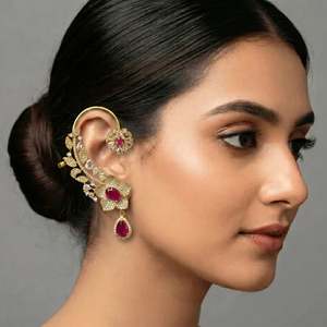<b>Red</b> AD Fashion Cuff <b>Earrings</b> - Product Image 1