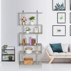 Freestanding 5-Cube <b>Corner</b> <b>Storage</b> Bookshelf 5-Layer Shelves Closet Organizer Rack Display Cabinet in Gray - Product Image 2