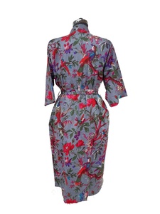 Batas de mujer de algodón 100%, bata Kimono indio estampada con cierre de cordón, transpirable para la temporada de invierno - Product Image 6