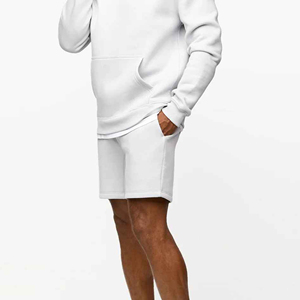 Shorts Bermuda en Coton Tricoté Blanc pour Homme, Taille Élastique, Style Décontracté avec Poches, Couleur Unie, Coupe Confortable Taille Moyenne - Product Image 2