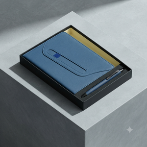 Set de Regalo de Cuaderno Diario Premium con Cubierta de Yute Azul, Caja para Bolígrafo a Juego, 192 Páginas, Papelería de Oficina en Caja - Product Image 6