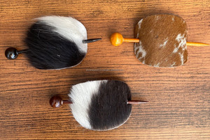 Customized Premium 100% Cowhide with Wood Slide Stick Oval <b>Hair</b> Pin <b>Barrette</b> Handmade Genuine Leather Women <b>Hair</b> Stick <b>Barrette</b> - Product Image 4