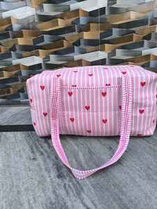 กระเป๋าเดินทางแบบมีหูหิ้วพิมพ์ลายหัวใจสำหรับของขวัญวันวาเลนไทน์ น้ำหนักเบา ผ้าฝ้ายคุณภาพสูง แฟชั่นสำหรับโยคะและออกกำลังกาย ความจุขนาดใหญ่ - Product Image 2