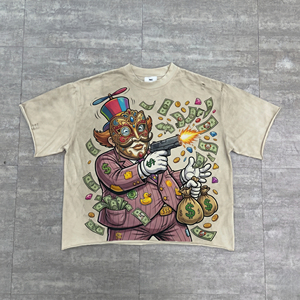 เสื้อยืดผู้ชายสีดำลายการ์ตูน แขนสั้น คอกลม สตรีทแวร์ ทรงปกติ ผ้าเจอร์ซีย์คอตตอน ลายพิมพ์ด้านหน้า มีโลโก้ - Product Image 3