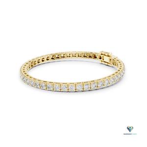 5.17 CT Yellow <b>Gold</b> Round Lab Grown Diamond Tennis Bracelet in 14K <b>Solid</b> <b>Gold</b>, 6.4 Inch Collet Set Classic Bracelet - Product Image 4