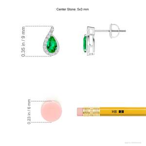 AAA <b>Emerald</b> Diamond <b>Earrings</b> 14k White Gold Pear Cut <b>Studs</b> <b>Earrings</b> Fine Jewelry Gift for Women Anniversary Wedding <b>Earrings</b> - Product Image 5