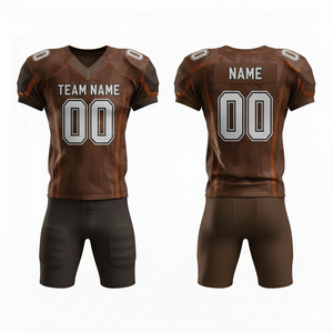 Ensemble d'uniformes de football américain personnalisés pour hommes, tenue de sport d'équipe personnalisée pour adultes, comprenant maillot, pantalon et short grande taille 100% - Product Image 3