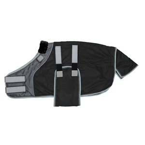 Couverture imperméable pour cheval à col montant, avec 3 sangles de fixation, grande rabat de queue, double fermeture frontale sur la poitrine et accessoires en acier inoxydable - Product Image 4