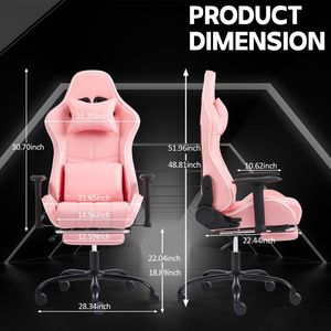 Ergonomic Gaming Chair with Footrest Comfortable Heavy People's Computer <b>Desk</b> Chair <b>Adjustable</b> <b>Height</b> Office Chair with Whe - Product Image 2