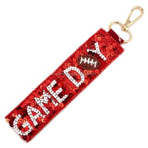 Beaded Key Fob Nutcracker Christmas Embroidered Sequin Wristlet Eco-friendly Lightweight DIY Bag Accessory Custom Festive Red - Product Image 6