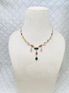 Pendentif élégant multi-tourmalines en argent sterling 925, bijoux faits à la main avec pierres précieuses colorées - Product Image 4