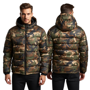 Veste d'hiver matelassée à capuche pour homme, imprimé camouflage - Product Image 1