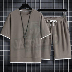 Conjunto de Pantalones Cortos Casuales de Verano para Hombre, Estilo Moderno, Camiseta de Manga Corta, Pantalones Cortos Deportivos Sólidos, Conjunto de 2 Piezas de Ropa de Marca para Hombre - Product Image 2