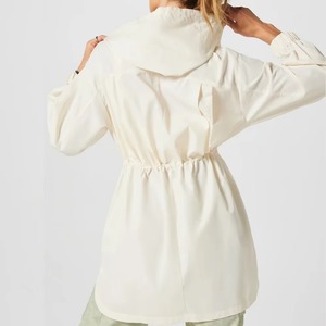Chaqueta Larga con Capucha y Cremallera para Mujer, Estilo Utilitario, Manga Larga, Tejido de Poliéster, para Primavera - Product Image 2