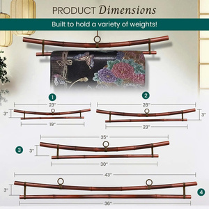Porte-tissus japonais artisanal avec barres en bambou pour Obi, Kimono, tapisserie et décorations murales - Product Image 3