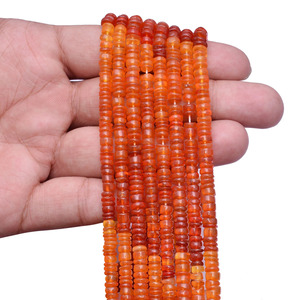 AAA+ Red Carnelian 5mm-6mm Heishi Smooth Beads Natural Orange Carnelian Semiprecious Gemstone Coin Disc <b>Spacer</b> Beads For Jewelry - Product Image 4