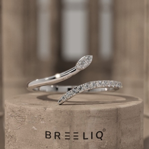 14K Solid Gold Bypass Ring Open <b>Wrap</b> Lab Grown Diamond Ring Leaf Tip Designer Ring for Women - Product Image 3