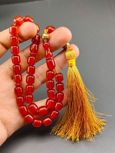 Rosario Musulmán de Resina Hecho a Mano, Ecológico, con Cuentas de Ámbar y Turquesa, Joyería Religiosa - Product Image 3