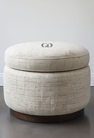 Nouveau Pouf Rond Moderne en Velours de Coton Rose, Petit Tabouret de Rangement Bas pour Salon, Pouf en Corde pour Décoration Intérieure