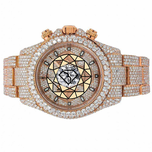Reloj Cronógrafo Premium en Oro Rosa con Bisel de Diamantes, Movimiento de Cuarzo de Acero Inoxidable de Lujo, Reloj de Pulsera Personalizado - Product Image 1