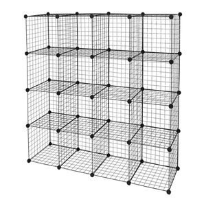 Scaffali Modulari in Metallo a 16 Cubi, Organizzatore Multifunzione a Griglia Metallica - Product Image 2