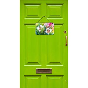 Utah Sego Lys Aquarelle Décoration Murale Nouveau 8HX12W Multicolore En Aluminium Métal Signe Porte Suspendue pour Cuisine Bar Décor À La Maison - Product Image 2