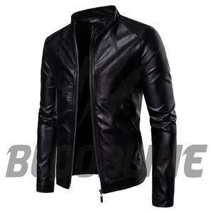 BLOODLINE Men's Black PU Leather <b>Jacket</b> Slim Fit Moto <b>Biker</b> Style Zipper Closure Autumn Wear - Product Image 1