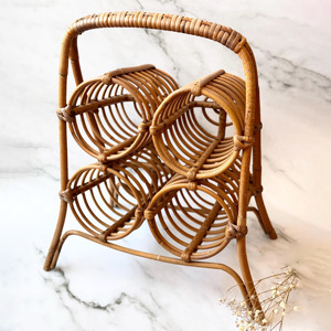 Wine display <b>rack</b> organizer rattan storage stand for holding <b>drink</b> bottles competitive price - Product Image 1