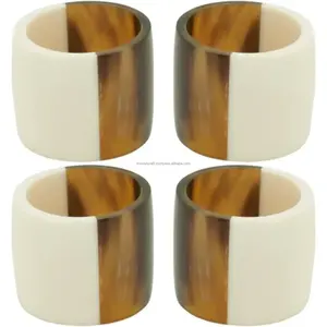 Anillos de Servilleta de Resina de Cuerno Natural Pulidos para Decoración de Bodas, Vajilla Elegante para Restaurantes Náuticos - Product Image 1